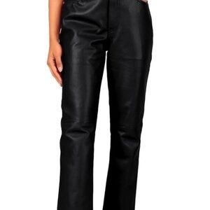 Laverapelle Women's Straight Cut Leather Pants, Size 34